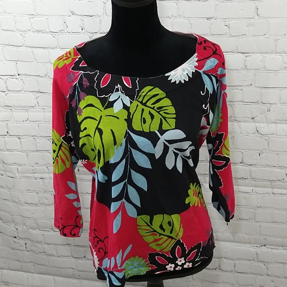 Joseph A. Tropical Print  Pullover Top